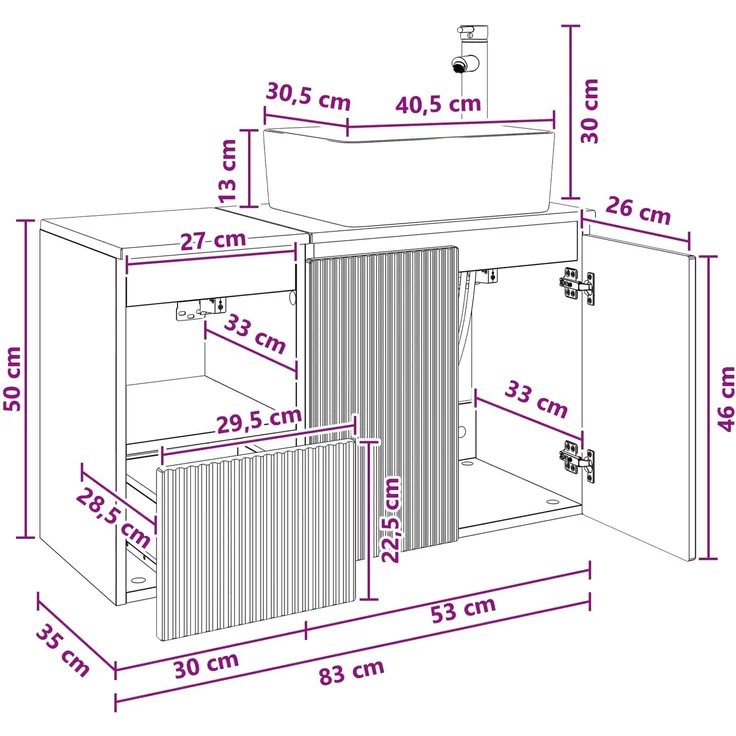 vidaXL Badezimmerschrank-Set 2 stk. Schwarz 83 x 35 x 80 cm 3404065 – Bild 10
