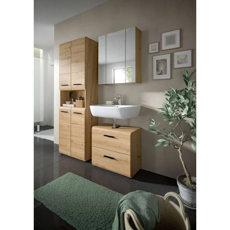 Badkombination (B/H/T: 135x185x30 cm) in Artisan Oak Nachbildung und Artisan Oak Nachbildung – Bild 5