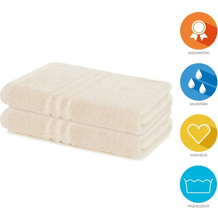 Lavea 2er Set Duschtuch 70x140 cm, Frottierserie Elena, Creme – Bild 1