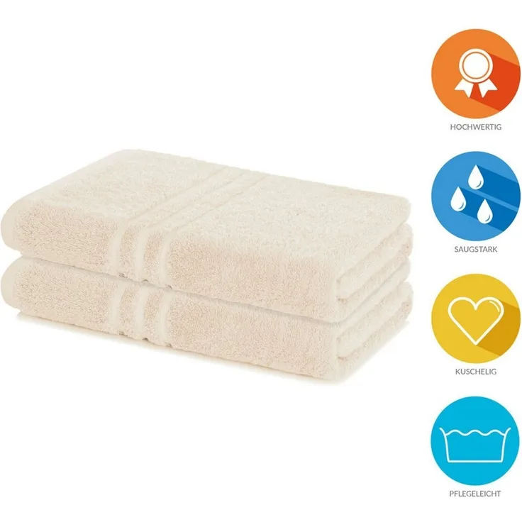 Lavea 2er Set Duschtuch 70x140 cm, Frottierserie Elena, Creme