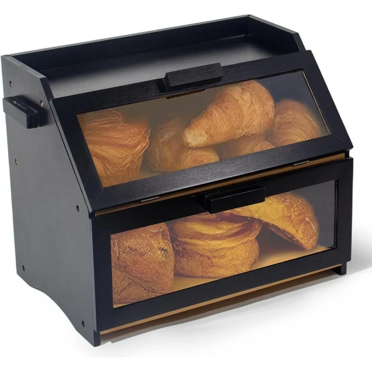 Zedelmaier Brotkasten Bambus Brotkasten mit 2 Etagen, großer Brotkasten, Bamboo, (Set, 1x Aufbewahrungsbox aus Bambus), mit Belüftung und Sichtfenster – Bild 5