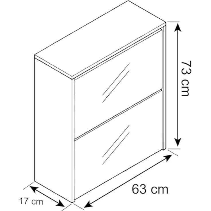 MID.YOU Schuhkipper, Honigeiche, Holzwerkstoff, Klapptüren, 63x73x17 cm, Schuhaufbewahrung für Garderobe – Bild 3