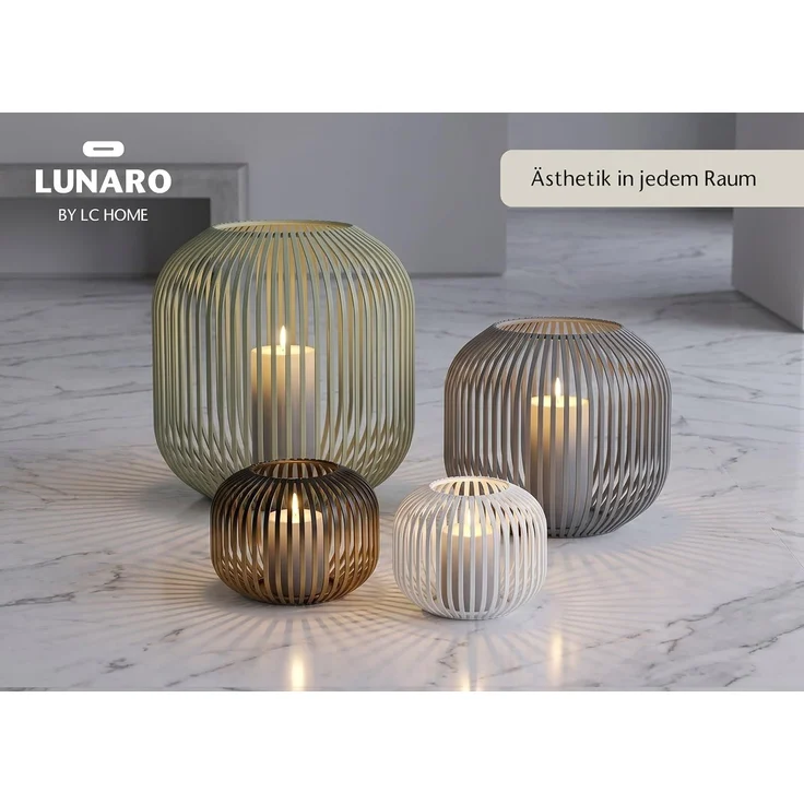LC Home Lunaro S Windlichtkorb Metall grün – Dekolaterne, Teelichthalter & Kerzenhalter –14x10x10cm – Bild 6