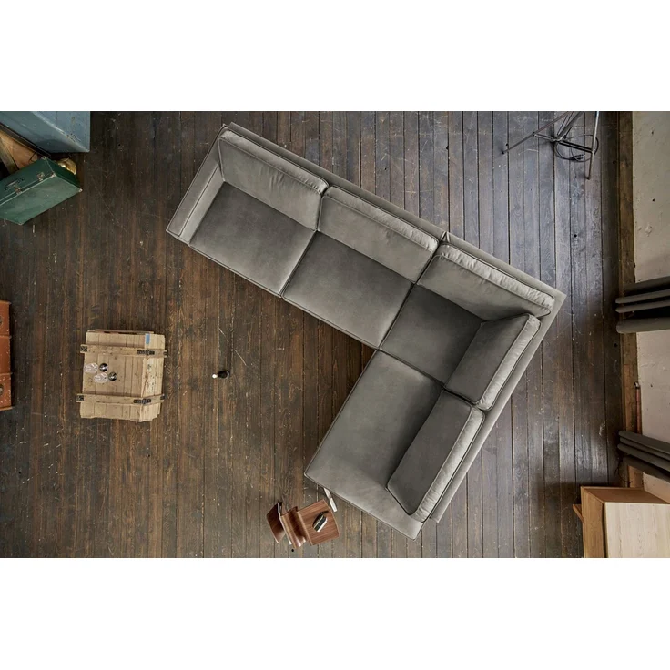 KAWOLA Ecksofa VILNIUS 3-Sitzer mit Recamiere rechts Lederfaserstoff anthrazit 85 x 217 x 290 cm – Bild 2