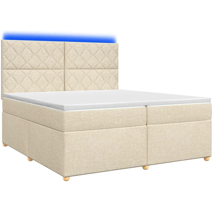 vidaXL Boxspringbett mit Matratze Creme 200 x 200 cm Stoff 3455439 – Bild 2