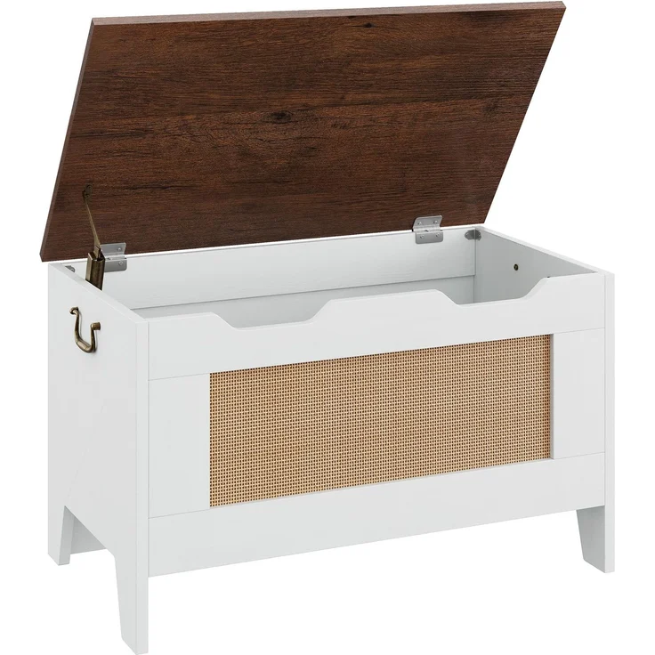 GarveeHome 76cm Sitztruhe Aufbewahrungsbank Aus Holz, Sitzbank Mit Stauraum Mit 2 Sicherheitsscharnieren, Multifunktionale Schuhbank Für Flur, Wohnzimmer, Schlafzimmer