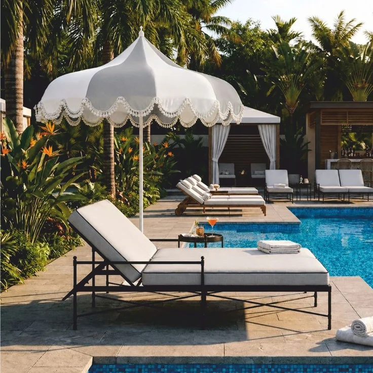 Casa Padrino Luxus Sonnenschirm Weiß / Grau Ø 200 x H. 250 cm - Hotel & Garten Möbel VPP – Bild 2