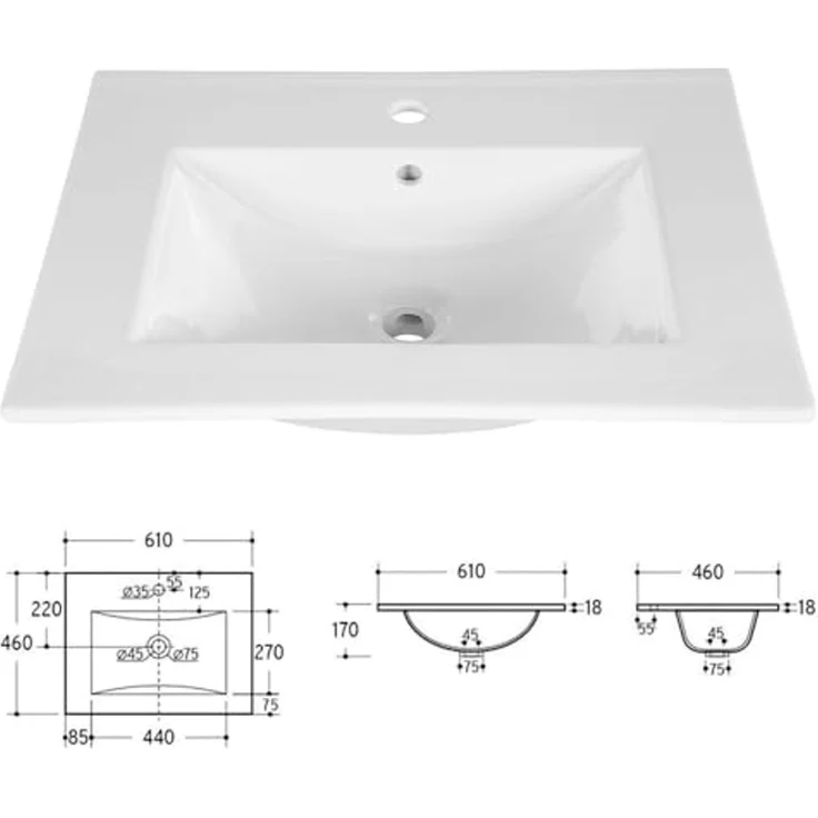 Lomadox Badmöbel-Set DURANGO-56, (Spar-Set, 2-St, LED-Spiegel Waschtisch), 60cm Keramik Waschbecken, kaschmir, LED-Spiegel – Bild 6