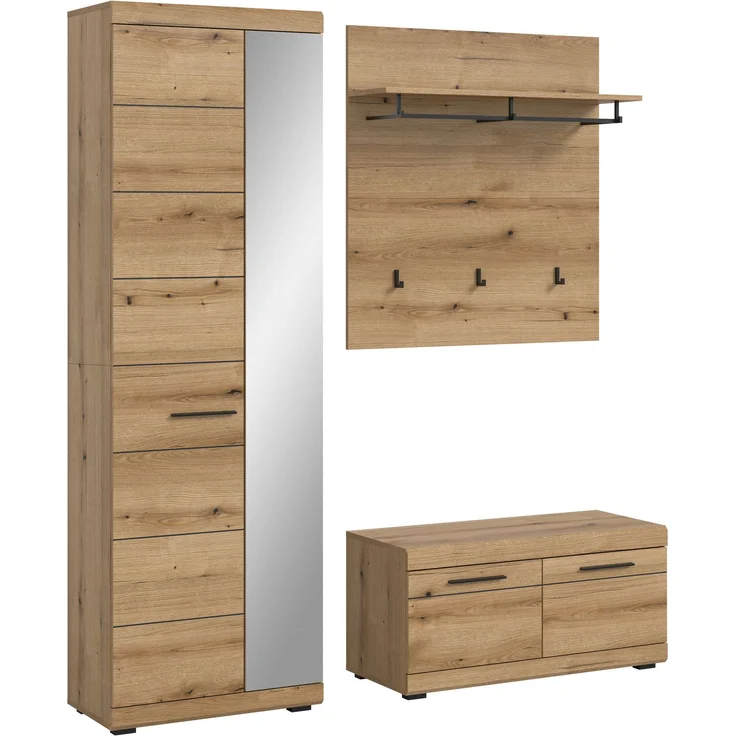 Garderobenkombination (B/H/T: 167x197x40 cm) in Evoke Oak Nachbildung