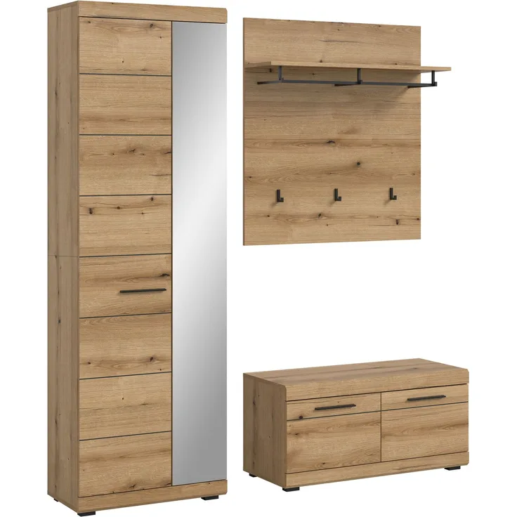 Garderobenkombination (B/H/T: 167x197x40 cm) in Evoke Oak Nachbildung