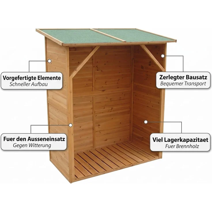 Kaminholzregal Brennholzregal Kaminholz Brennholz Regal Unterstand XXL Holz – Bild 5