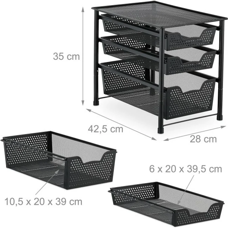 Schubladenregal mit 3 Korbauszügen – Bild 4