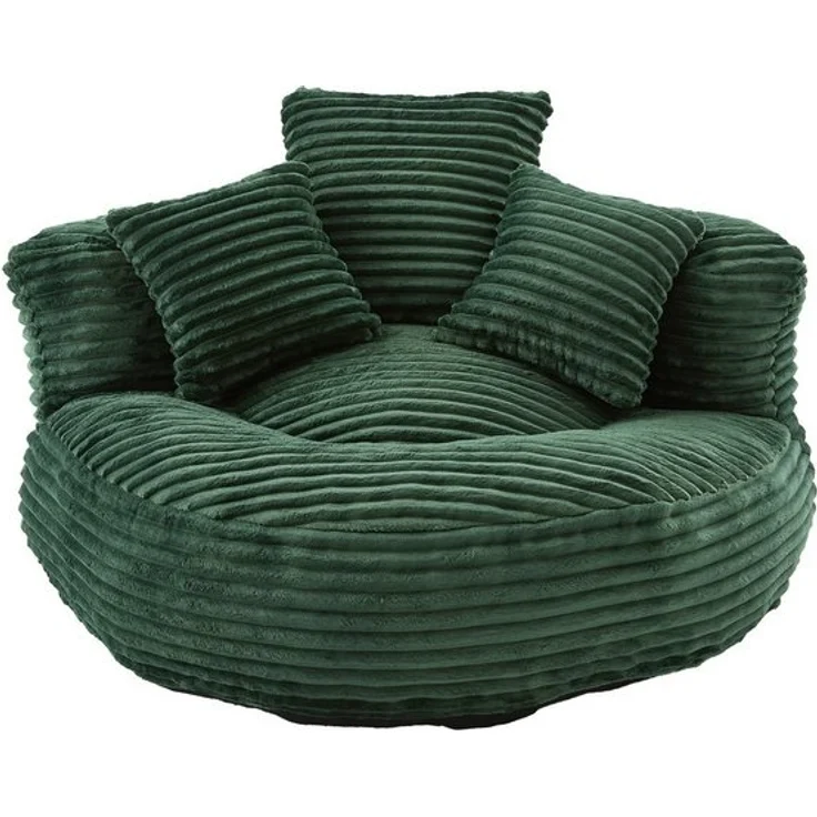 LVHOM Sitzsack 108x108x52cm Chenille Premium Sofa mit 3 extra Kopfkissen (Kuschelig & Atmungsaktiv, Einzelsitzer-Lounge, komplett komprimiert geliefert. Perfekt für Ruhe, Lesen, Gaming & Nickerchen. Ideal für Wohnzimmer, Schlafzimmer, Spielzimmer & Off... – Bild 4