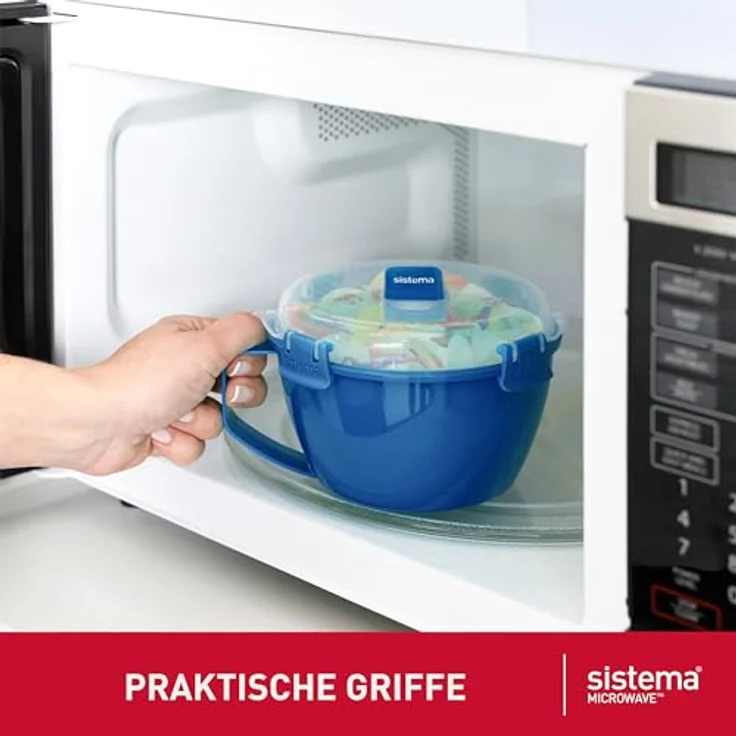 Sistema Mikrowellen-Behälter | Mikrowellen-SuppentassePorridge-Schale & Nudel-Schale | Mikrowellengeeignete Lebensmittelbehälter mit Dampfventil | 3 Stück – Bild 4