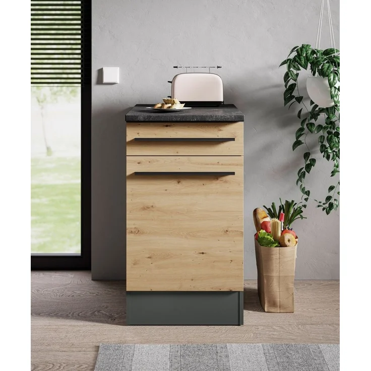BASIC by Balculina Unterschrank Jazz 50er Unterschrank, Küchenschrank BxHxT 50x90x60 cm (1-St) Unterschrank mit 1 Tür, 1 Schubkasten und 1 Einlegeboden – Bild 2