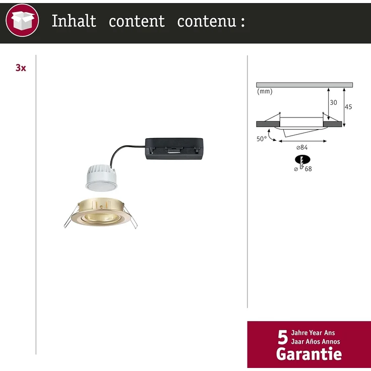 Paulmann 92436 LED Einbauleuchte Nova Coin 3er-Set Zigbee RGBW Gold matt – Bild 4