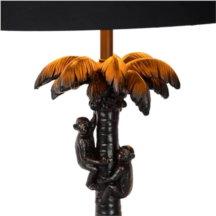 Lucide Extravaganza Coconut, Nachttischlampe mit Baumwollschirm und Schimpansen-Motiv, 50 cm hoch, kompatibel mit LED-Lampe – Bild 6