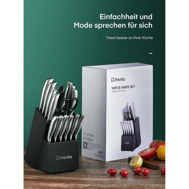 Premium Messerblock mit Messer Holzgriff Messerblock Profi Messer Set 16-TLG – Bild 7