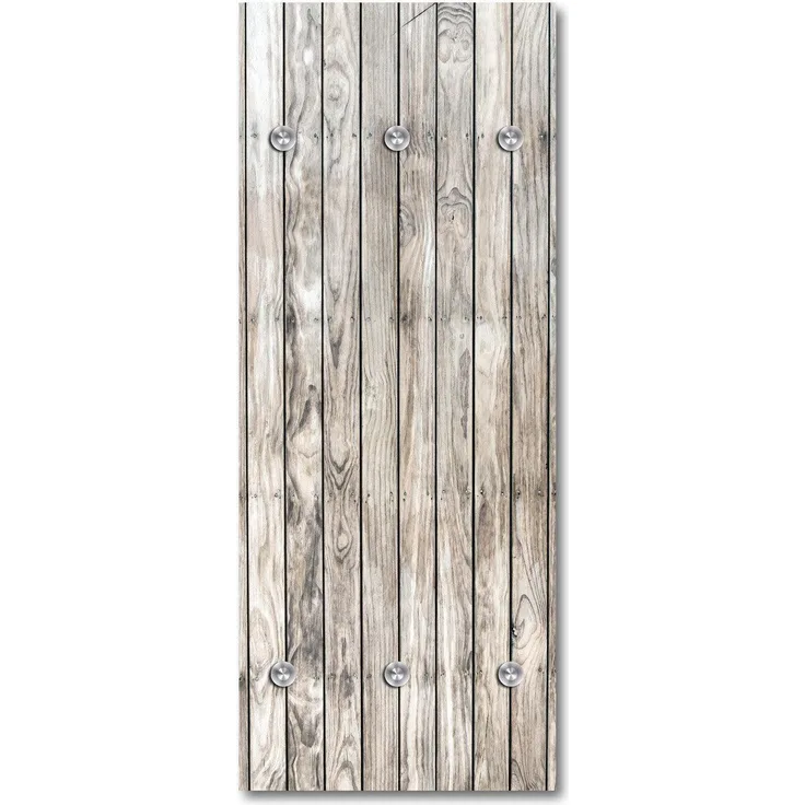 Queence Garderobe - "Wooden Elja" Druck auf hochwertigem Arcylglas inkl. Edelstahlhaken und Aufhängung, Format: 50x120cm