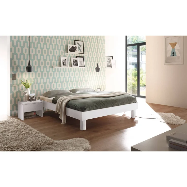Hasena Bett Rapallo Trento Weiß, puristisch ohne Kopfteil 120x210 cm, Komforthöhe 25 cm MDF weiss deckend – Bild 2