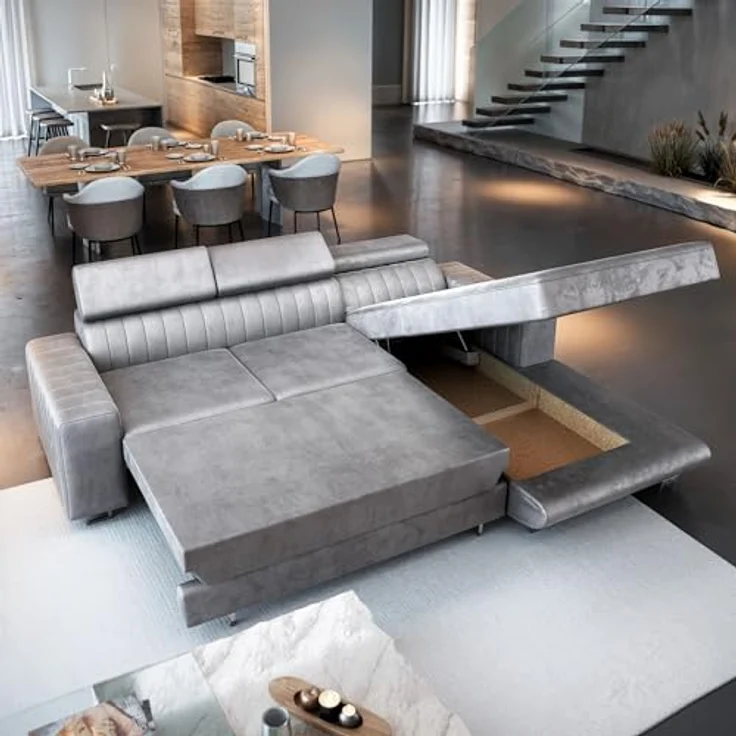 Masseno Ecksofa NOTO mit Schlaffunktion L-Form, Sofa mit Bettkasten – Bild 4