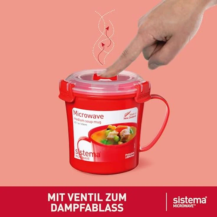 Sistema Mikrowellen-Behälter | Mikrowellen-SuppentassePorridge-Schale & Nudel-Schale | Mikrowellengeeignete Lebensmittelbehälter mit Dampfventil | 3 Stück – Bild 3