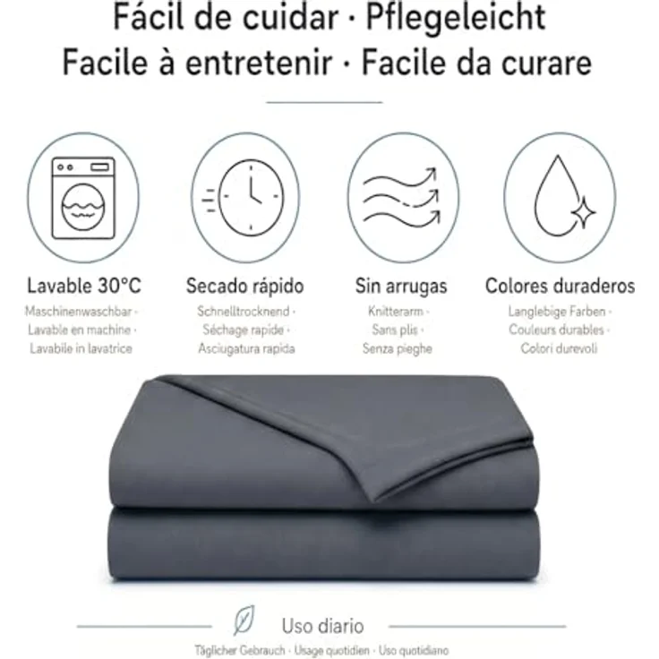 Degrees Home Premium – Bettlaken Set 4-teilig aus Gebürsteter Mikrofaser (180x200) – Spannbettlaken, Bettlaken & 2 Kissenbezüge 50x80, Oeko-Tex Zertifiziert, Extra Weich & Pflegeleicht – Bild 5