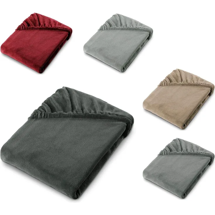 aqua-textil Spannbettlaken Feelwell Spannbettlaken Fleece 90x200-100x200 cm anthrazit, Coral-Fleece, Mikrofaser, (1 Stück), bügelfrei,flauschig,für herkömmliche Matratzen,kuschelweich