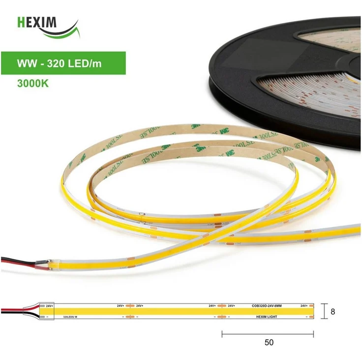 Hexim LED Stripe COB – RGB/W CCT oder Kalt-, Neutral-, Warmweiß (Warmweiß 3.5M), COB – RGB/W CCT oder Kalt-, Neutral-, Warmweiß (Warmweiß 3.5M) – Bild 2