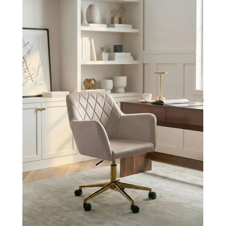 Schreibtischstuhl LELORIA Samtstoff Taupe – Bild 3