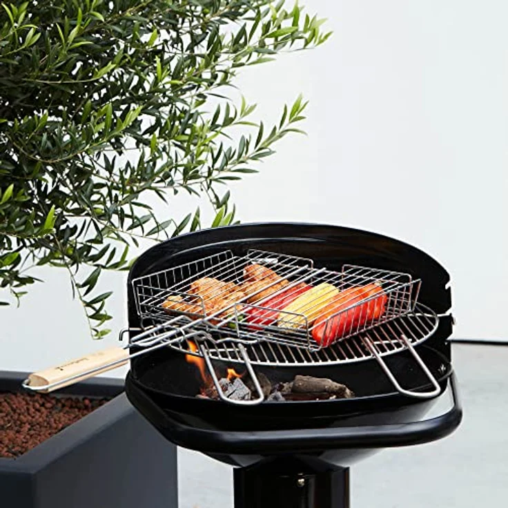 Barbecook Doppelter Grillrost aus Chrom und Holz 31.5x25x5cm – Bild 2