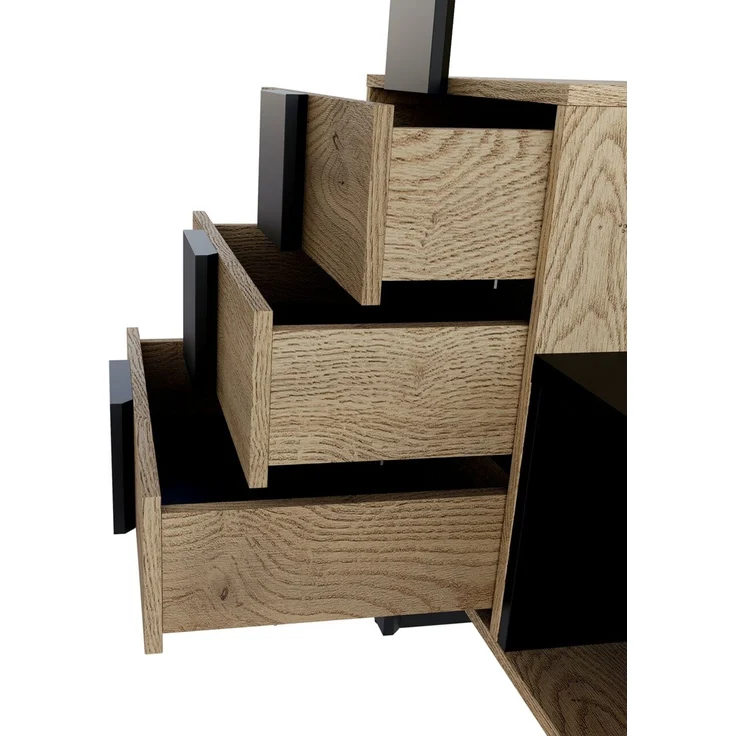 Carryhome 'SILENT' Garderoben-Set, Holznachbildung Eiche anthrazit, 115 x 200 x 41.6 cm, mit Spiegel und 3 Schubladen – Bild 2