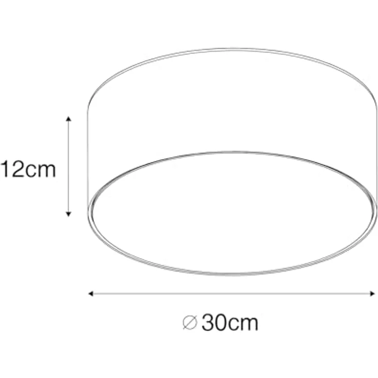 Qazqa Drum Deckenleuchte, 2-flammig in Schwarz Gold, 30cm, dimmbar, ideal für Flur, Küche, Wohnzimmer und Schlafzimmer – Bild 4