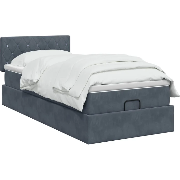 vidaXL Ottoman Bett mit Matratze Dunkelgrau 90 x 190 cm Samt 3456454 – Bild 3