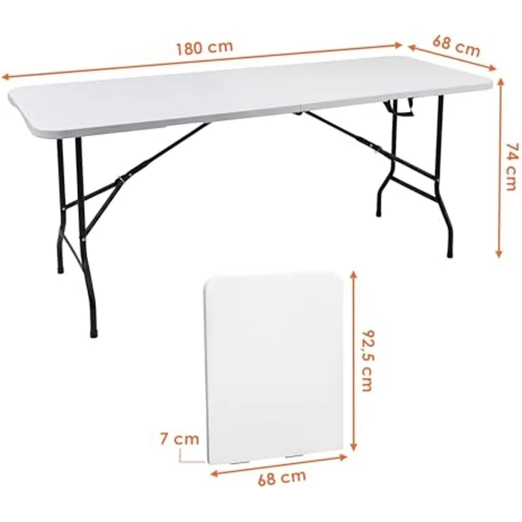 Spetebo Klapptisch XL Klapptisch weiß mit Stahlgestell wetterfest (Anzahl, 1-St, Stück), zusammenklappbar – Bild 3