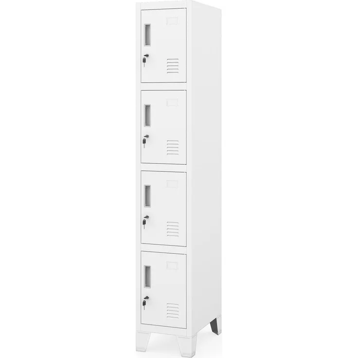 Jan Nowak Spind Metall abschließbar Schließfachschrank Umkleideschrank Fächerschrank mit 4 Fächern, 172 x 30 x 45 cm, Sozialschrank, Personalspind, Metallschrank mit Belüftung