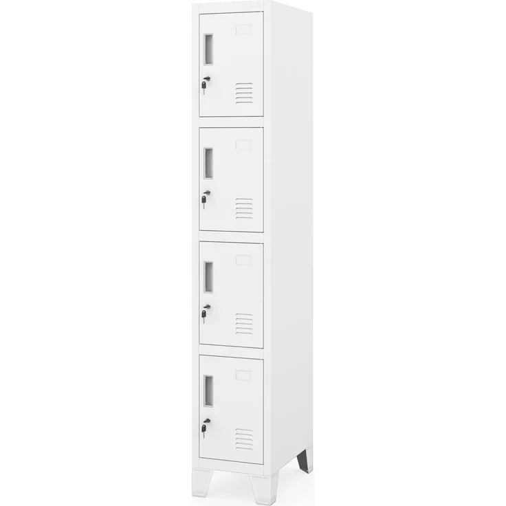 Jan Nowak Spind Metall abschließbar Schließfachschrank Umkleideschrank Fächerschrank mit 4 Fächern, 172 x 30 x 45 cm, Sozialschrank, Personalspind, Metallschrank mit Belüftung