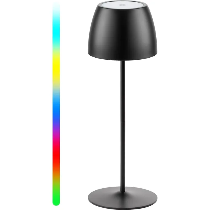 Tomons LED Außen-Tischleuchte dimmbare kabellose Touch-Tischlampe, wiederaufladbar, 3000-6500K, 4 RGB-Modi, IP54