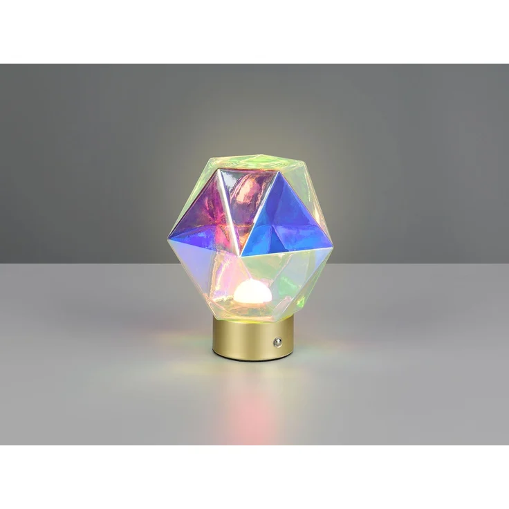 Kleine ausgefallene Akku Tischleuchte Glas bunt, USB aufladbar, Höhe 17,5cm – Bild 3