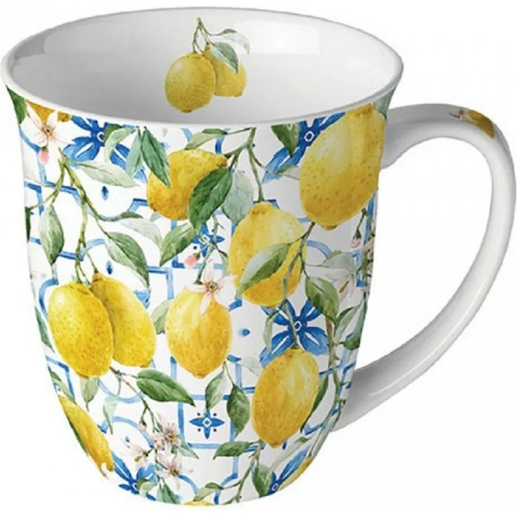 Ambiente Luxury Paper Products Becher Sommer, Blumen, Tiere, Pflanzen, Bäume, Herbst, Mug, Kollektion, 1-tlg, Porzellan Tasse, Becher 0,4 L Mediterrane Zitronen, Themen Essen - Getränke, Winter, Geburtstag, Hochzeit, Valentinstag, Muttertag, Geschenke – Bild 1