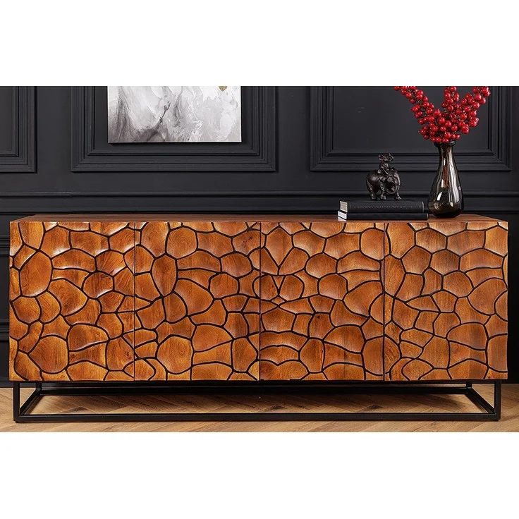 riess-ambiente Sideboard VULCANO 180cm braun / schwarz (Einzelartikel, 1 St), Wohnzimmer · Massivholz · Metall · Anrichte · 3D-Front · Modern Design – Bild 2