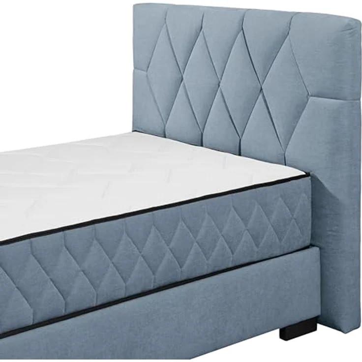 NAGOL B Boxbett 120x200, Denim - Bequemes Bett mit Bettkasten und Premium 9-Zonen-Federkern Wendematratze - 145 x 114 x 214 cm (B/H/T) – Bild 7