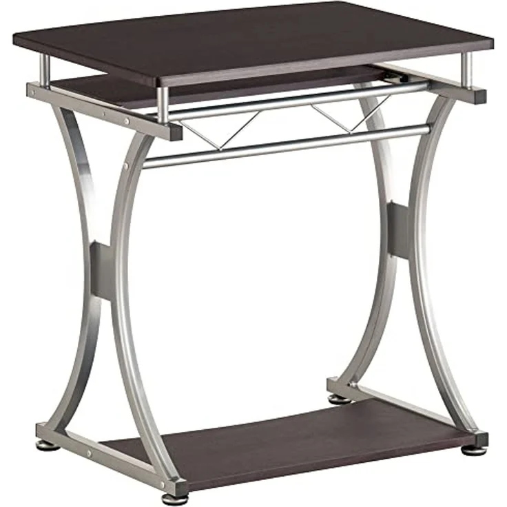 BAKAJI Schreibtisch mit ausziehbarem Tastaturständer und Ablage für den Arbeitsplatz, Computer, aus Metall und MDF-Holz, Einrichtung, Zuhause, Büro, Kinderzimmer, modernes Design, kompakt, Farbe Braun – Bild 5