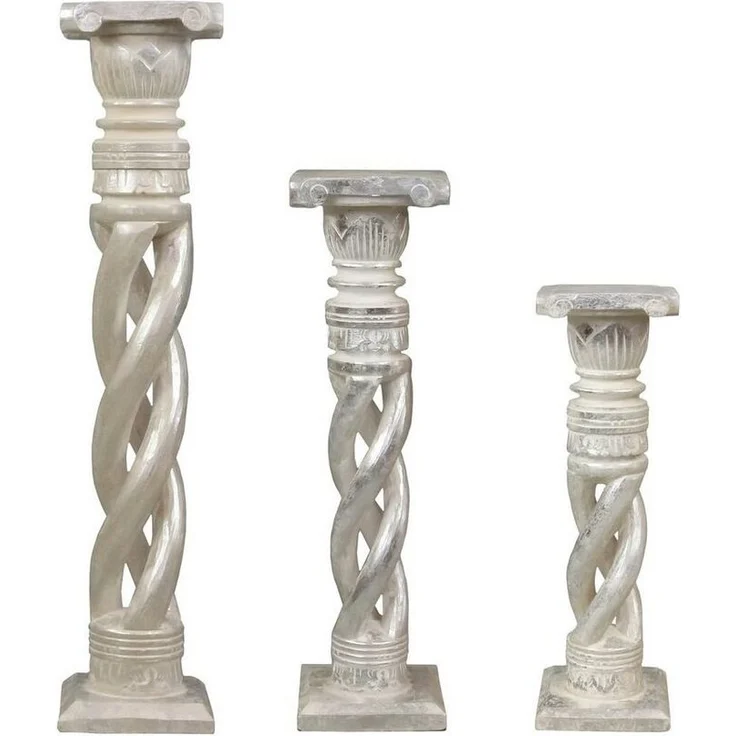 Oriental Galerie Blumenhocker Gedrehte Säule Antik Dunkelbraun 60 cm klein (1 St) – Bild 3