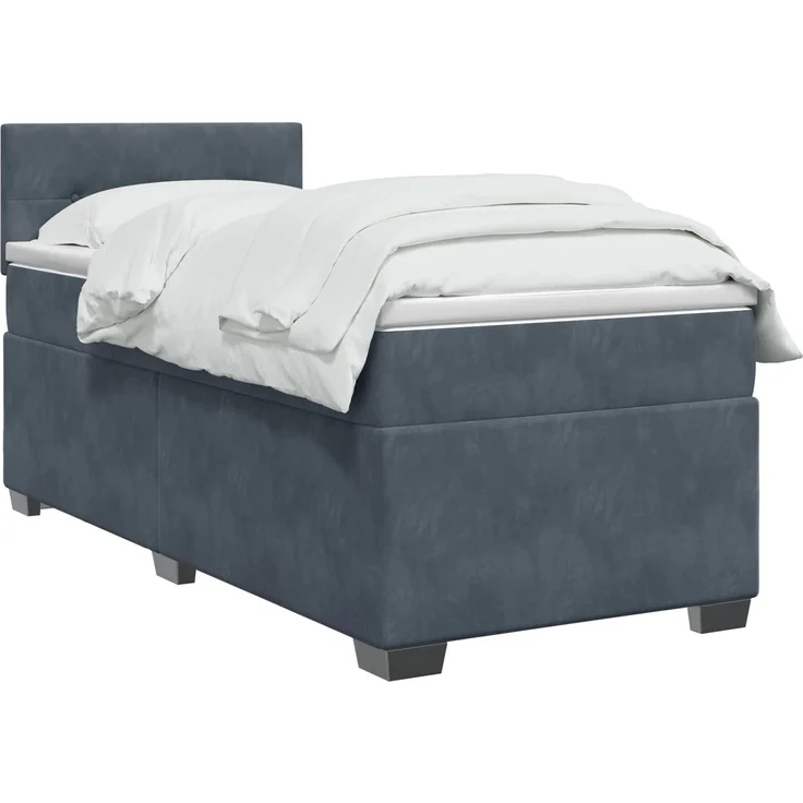 vidaXL Boxspringbett mit Matratze Dunkelgrau 100 x 200 cm Samt 3450657 – Bild 3