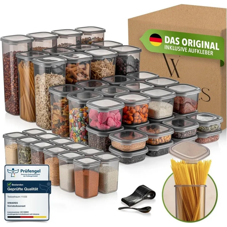 Viwares Vorratsdose Viwares Praktisches Vorratsdosen-Set Mix Eck 48er PEGGY, (Set, 48-tlg, Peggy), Einheitliche Deckel