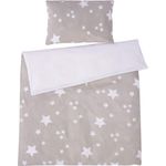 Bio Kinderbettwäsche 100% Bio-Baumwolle (kbA) GOTS zertifiziert, Sterne Grau, 100x135 cm / 40x60 cm, Perkal-Stoff
