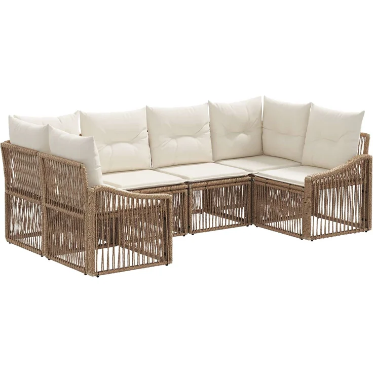 vidaXL Gartensofa-set 6 stk. 6-Sitzer Beige Poly-Rattan 3436104 – Bild 2