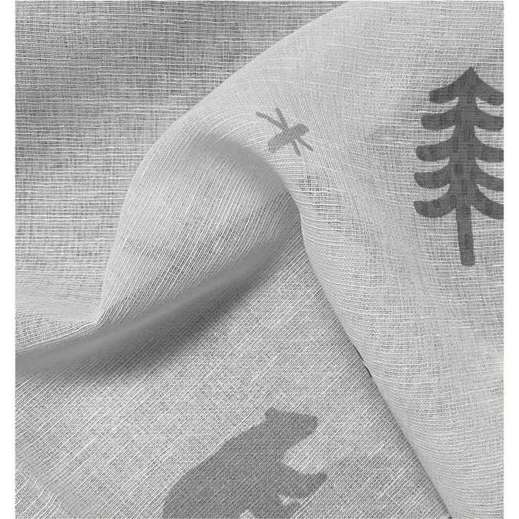 heimtexland Vorhang Kindergardine Skandi-Stil Dekoschal Wald Bär Grau (1 St), Ösen, halbtransparent, Polyester, Leinenoptik I Natur I Ösenschal I Kinderzimmer I Vorhang – Bild 3