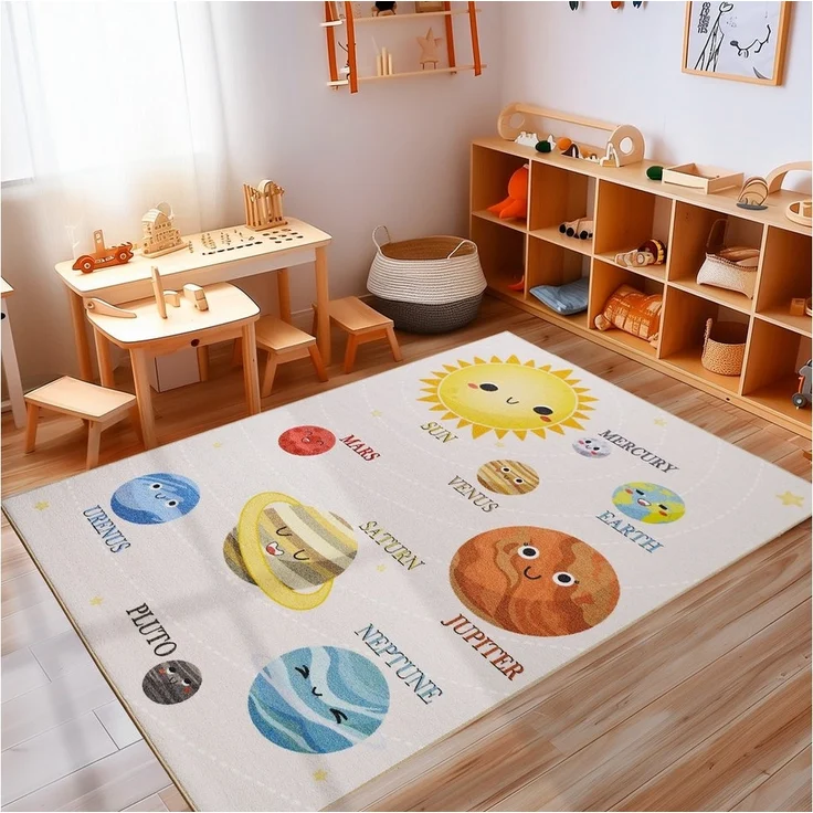 Carpettex Kinderteppich Planeten Design, Rechteckig, Höhe: 7 mm, Jungen-Mädchen Babyzimmer Teppich Kinderzimmer – Bild 5
